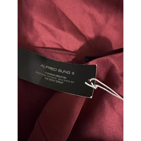 Alfred Sung Burgundy Satin Halter Formal Gown Size 14 V Neck Party $239 D761 - Picture 4 of 5